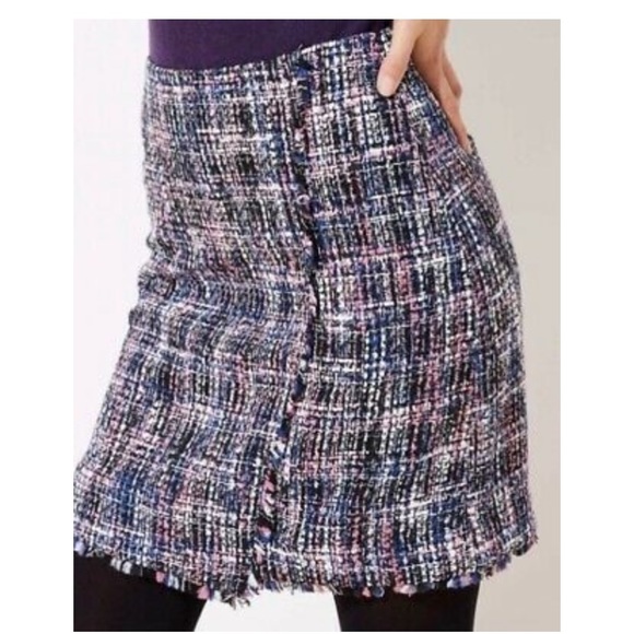 LOFT Dresses & Skirts - NWT! LOFT tweed wrap skirt. 24W. Blue/pink/white